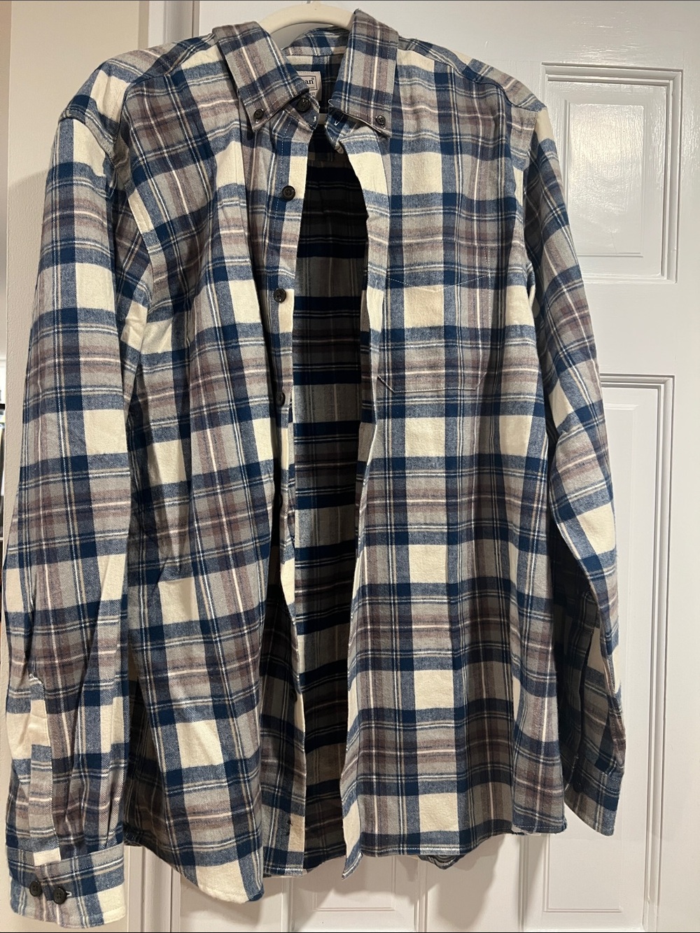 L.L. Bean Men's Plaid Button-Down Shirt in Blue, Brown and White